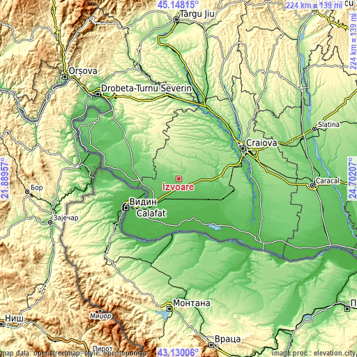 Topographic map of Izvoare