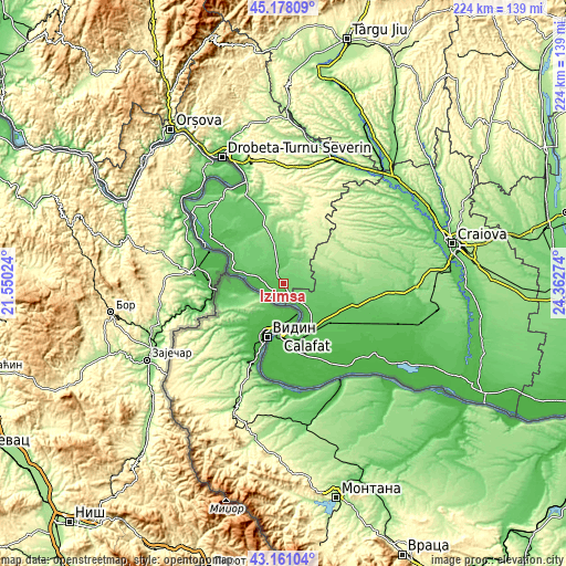 Topographic map of Izimșa