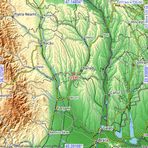 Topographic map of Iveşti