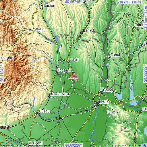 Topographic map of Iveşti