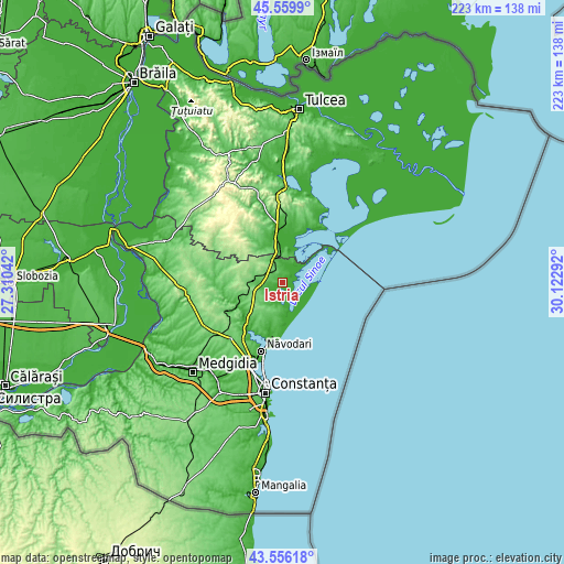 Topographic map of Istria