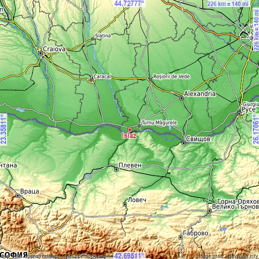 Topographic map of Islaz