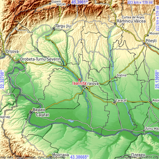 Topographic map of Işalniţa