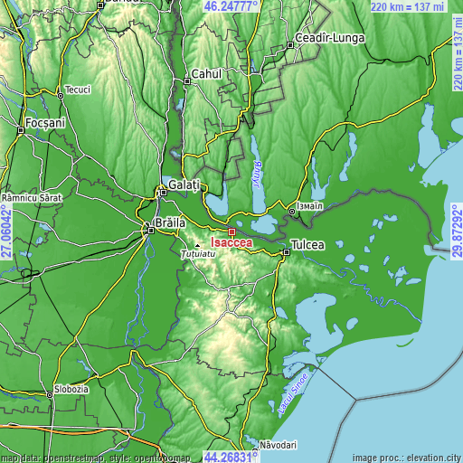 Topographic map of Isaccea