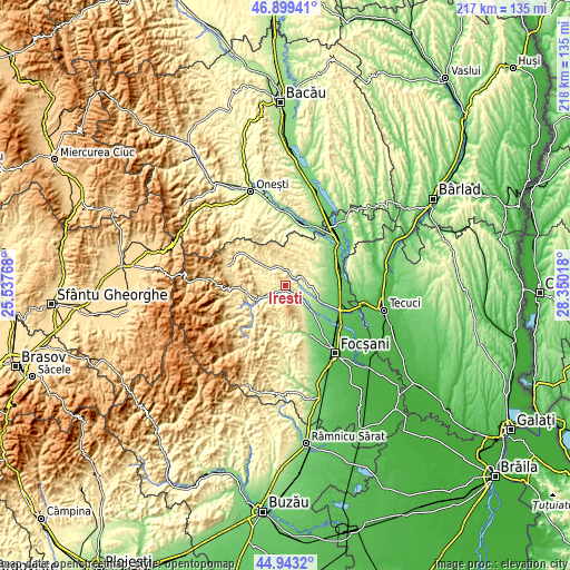 Topographic map of Irești