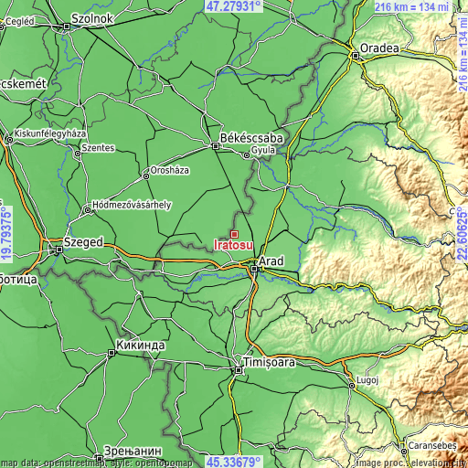 Topographic map of Iratoşu