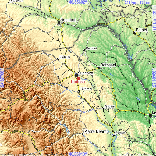 Topographic map of Ipoteşti