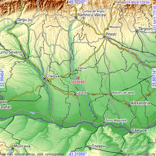 Topographic map of Ipotești