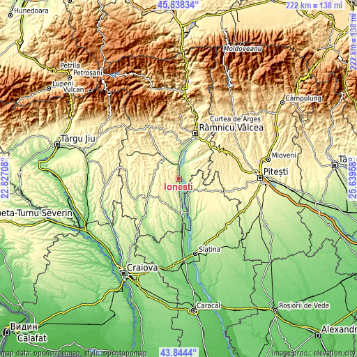 Topographic map of Ioneşti