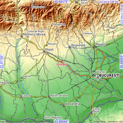 Topographic map of Ionești