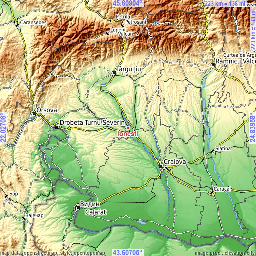 Topographic map of Ioneşti