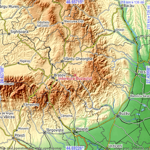 Topographic map of Întorsura Buzăului