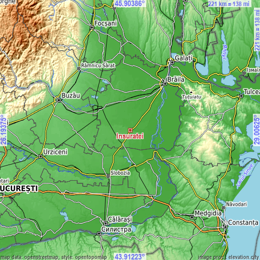 Topographic map of Însurăţei