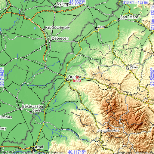 Topographic map of Ineu