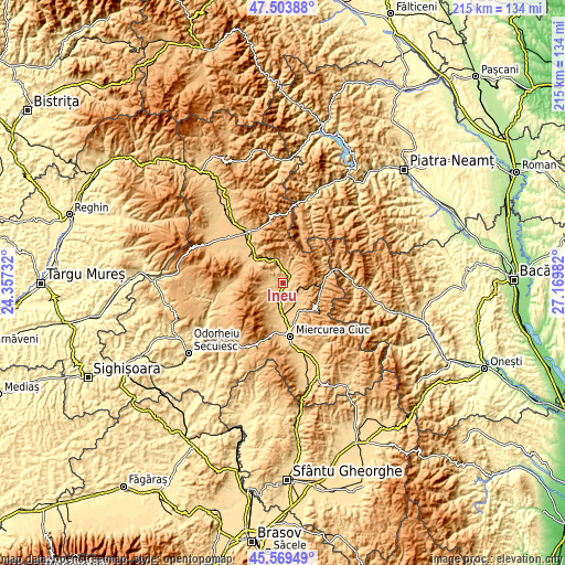 Topographic map of Ineu