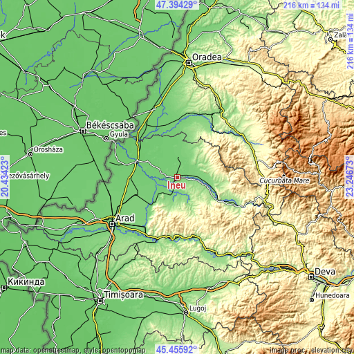 Topographic map of Ineu