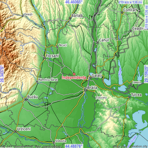 Topographic map of Independenţa