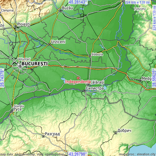 Topographic map of Independenţa