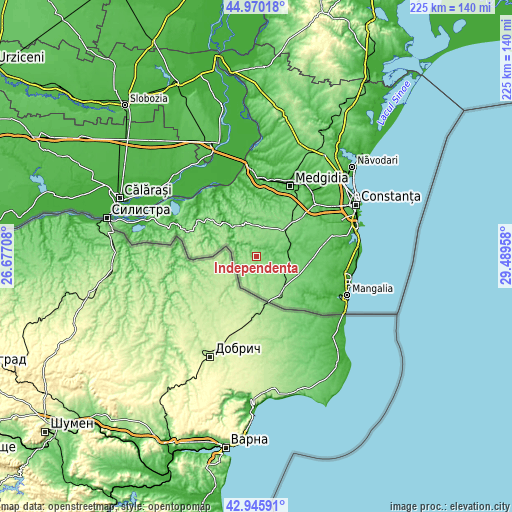 Topographic map of Independenţa