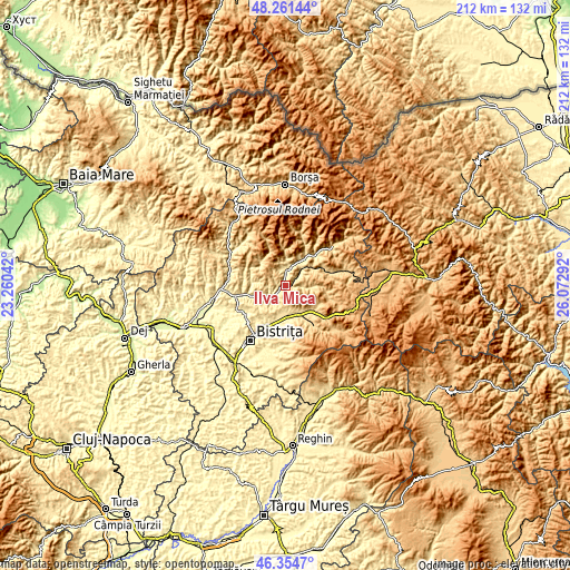 Topographic map of Ilva Mică