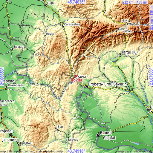 Topographic map of Iloviţa