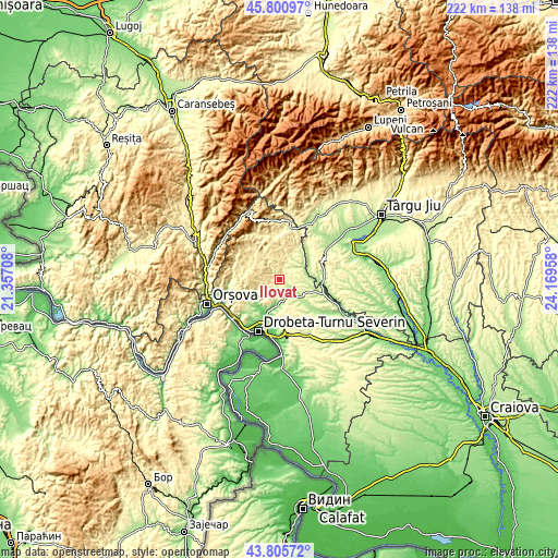 Topographic map of Ilovăț