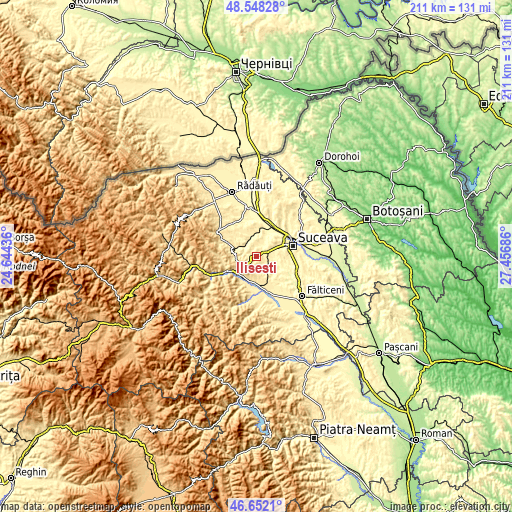 Topographic map of Ilișești