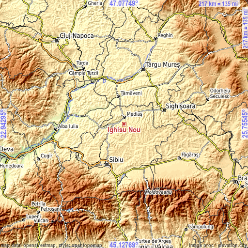 Topographic map of Ighișu Nou