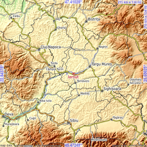 Topographic map of Iernut