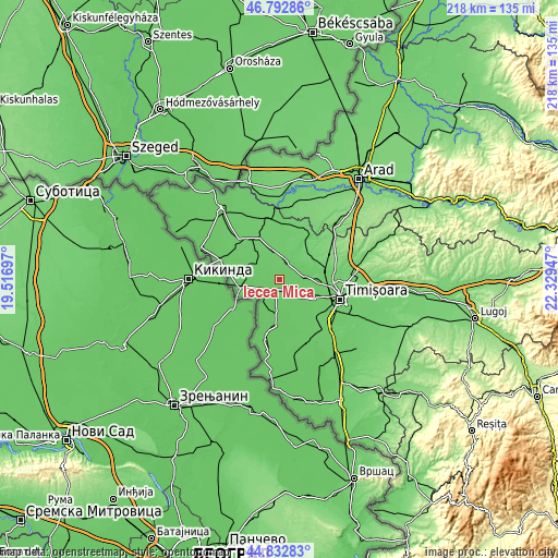 Topographic map of Iecea Mică