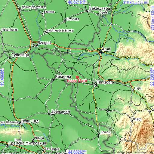 Topographic map of Iecea Mare