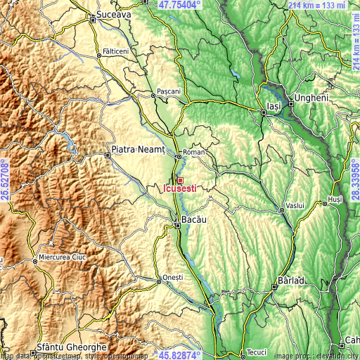 Topographic map of Icuseşti