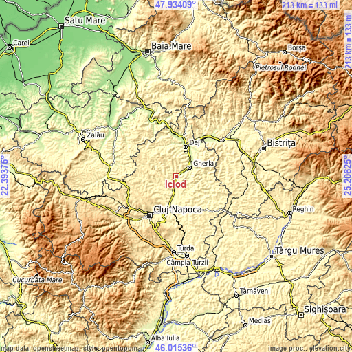 Topographic map of Iclod