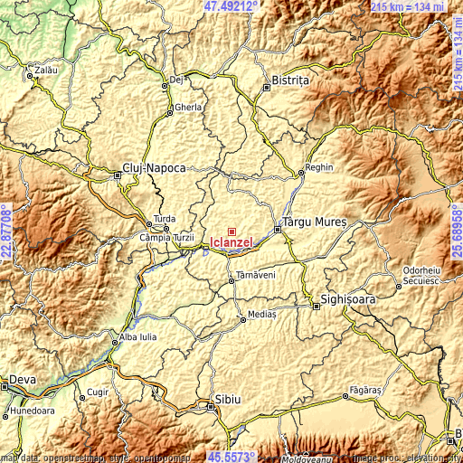 Topographic map of Iclănzel