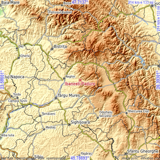 Topographic map of Ibănești-Pădure