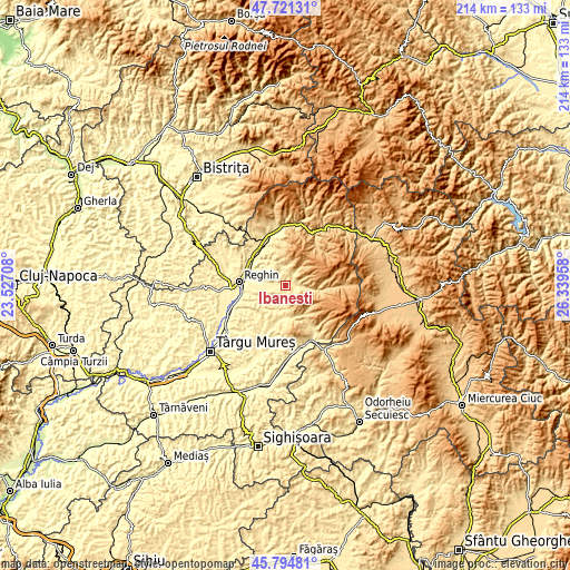 Topographic map of Ibăneşti