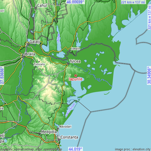 Topographic map of Iazurile