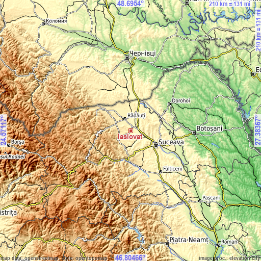 Topographic map of Iaslovăț