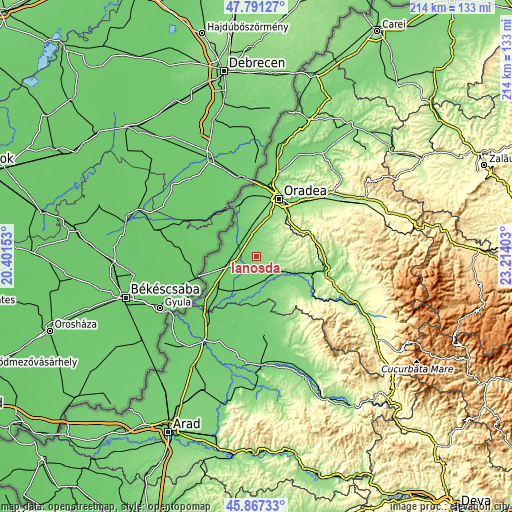 Topographic map of Ianoșda