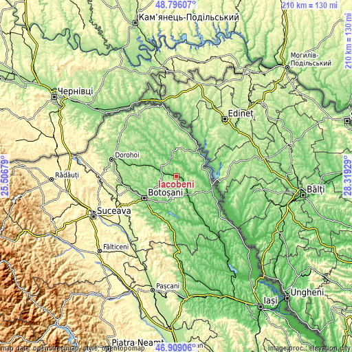 Topographic map of Iacobeni