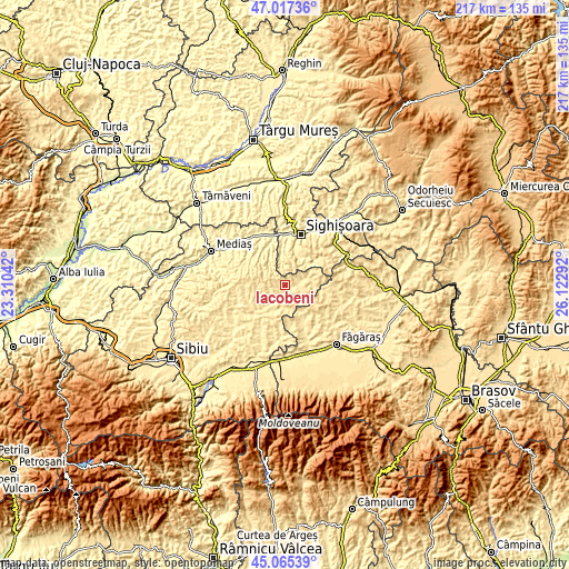 Topographic map of Iacobeni