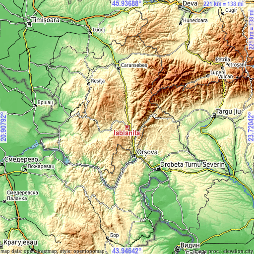 Topographic map of Iablaniţa