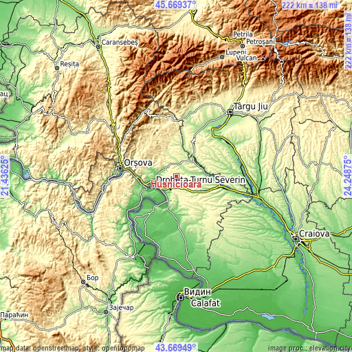 Topographic map of Husnicioara