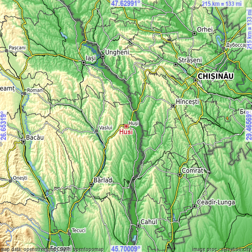 Topographic map of Huşi