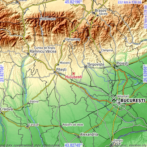 Topographic map of Hulubeşti