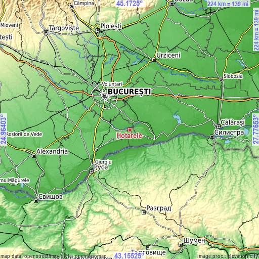 Topographic map of Hotarele