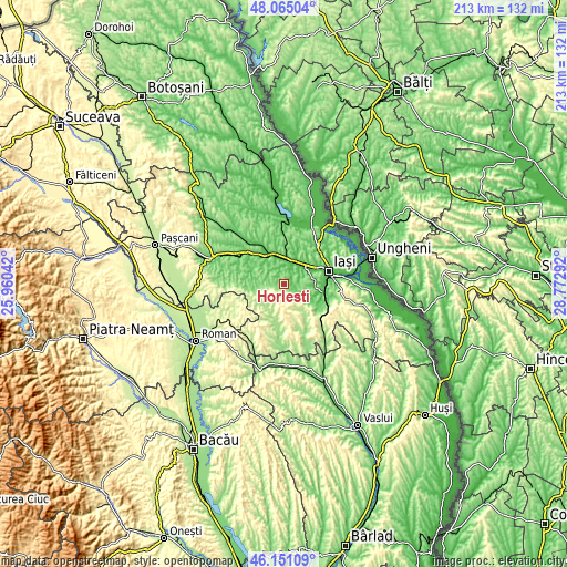 Topographic map of Horleşti