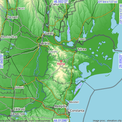 Topographic map of Horia