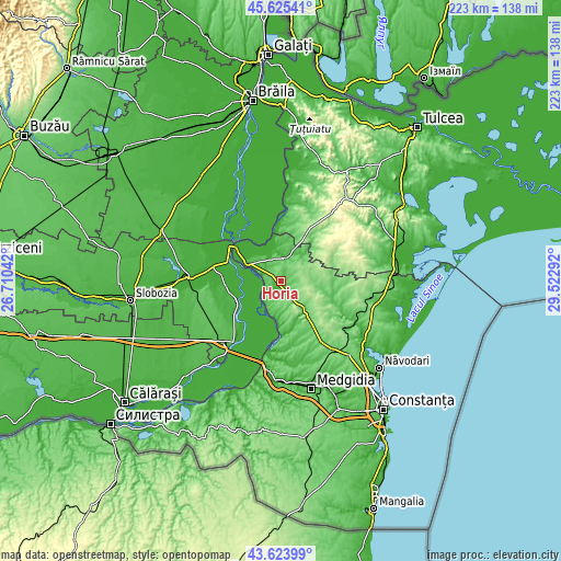 Topographic map of Horia