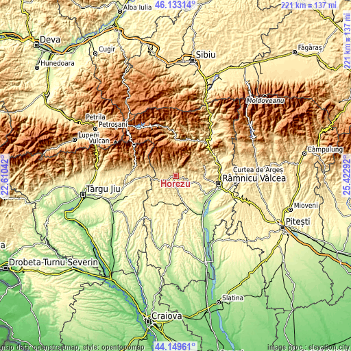 Topographic map of Horezu